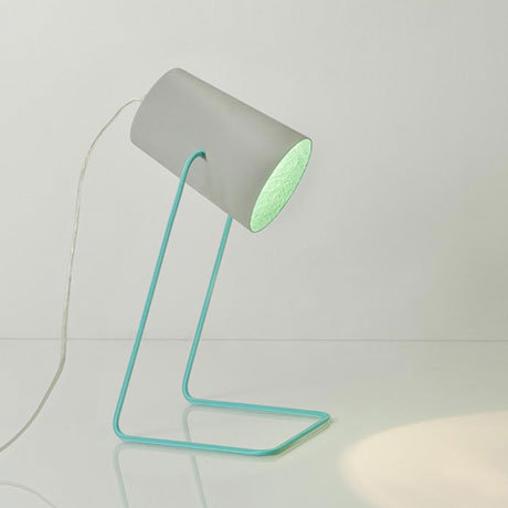 Metal Table Lamp, Grey and turquoise
