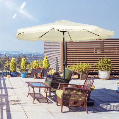 Parasol de patio de 9 pi avec bouton poussoir inclinable et manivelle Outsunny