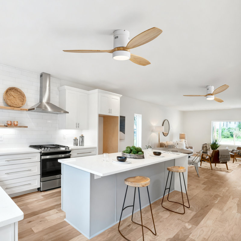 52" Modern Solid Wood Smart Dimmable Ceiling Fan With 3cct Led Lights, 6-speed Reversible Dc Motor, Timer, Remote & App Control