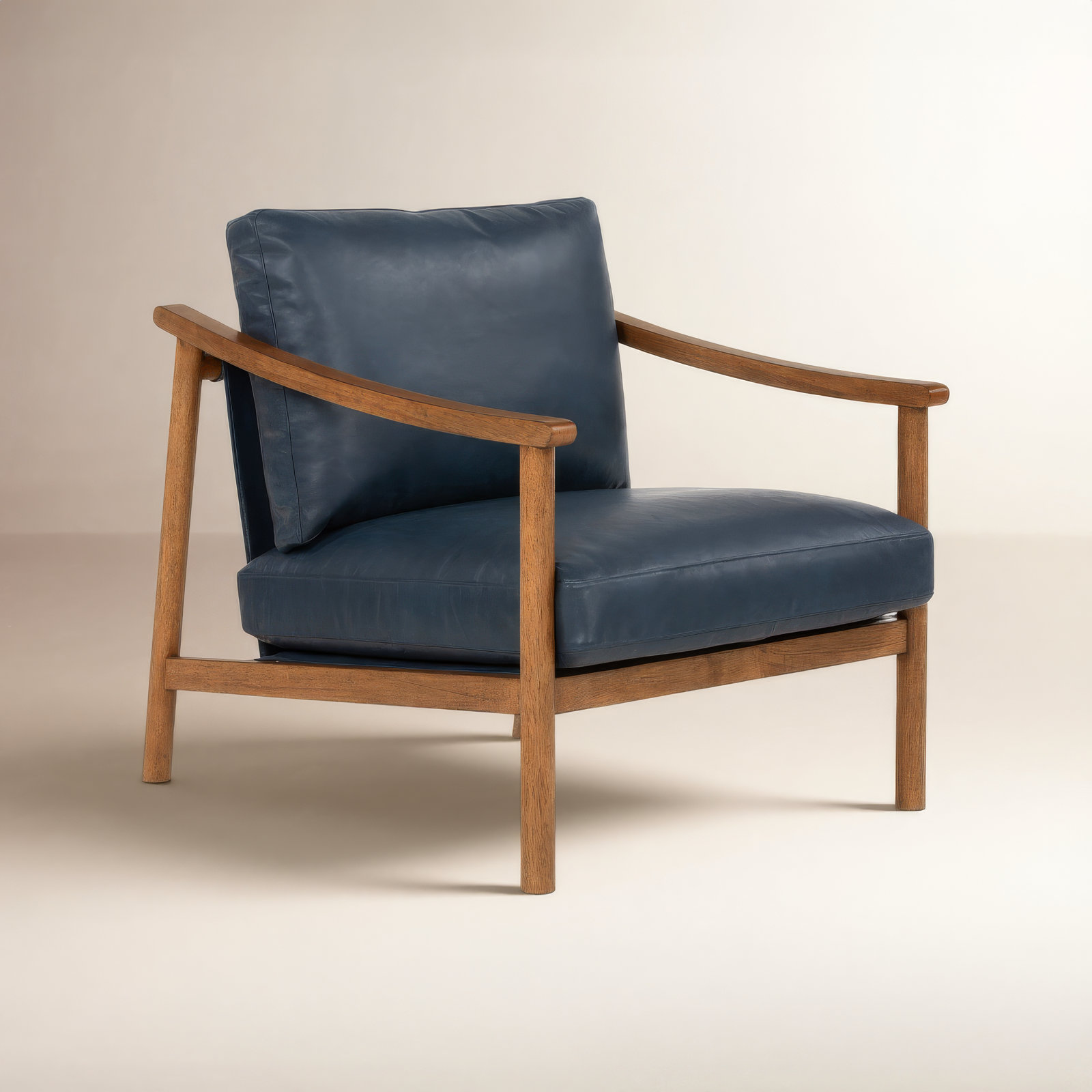 Genuine Leather Side Chair, Oxford Blue Genuine Leather