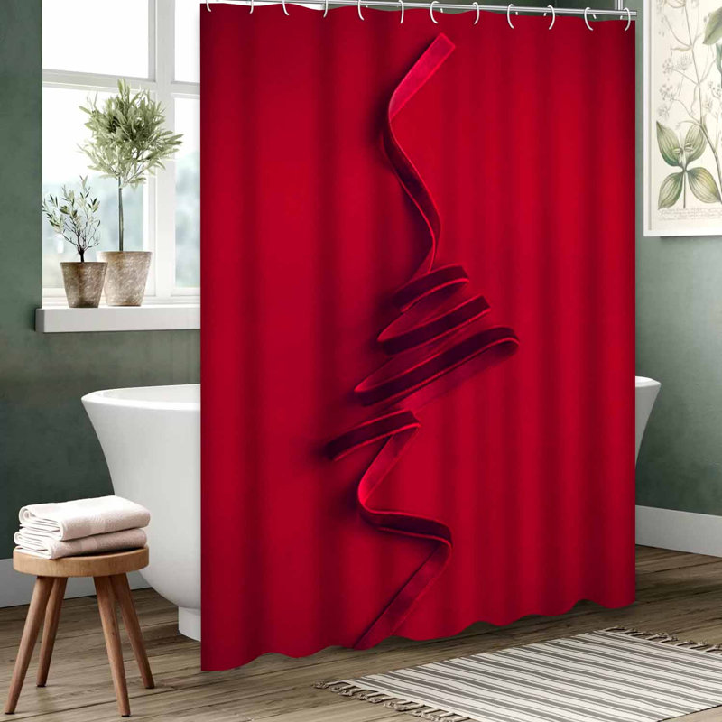 Rideau de douche rouge imperméable, rideaux de douche pour la salle de bain avec 12 crochets, 72" L x 84" W