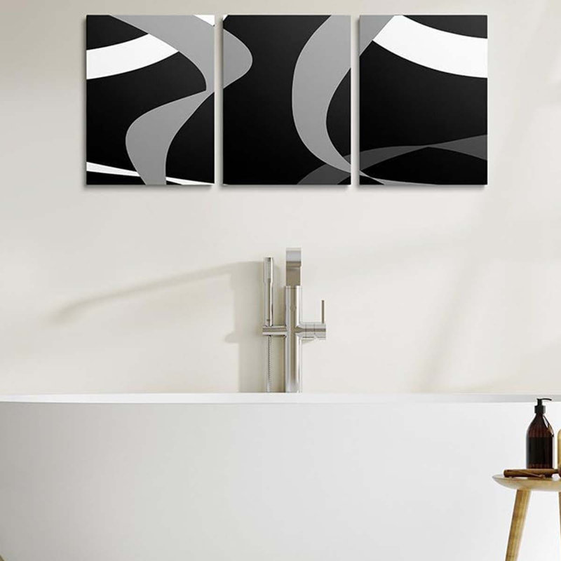 3 Piece Wrapped Canvas Wall Art, Grey