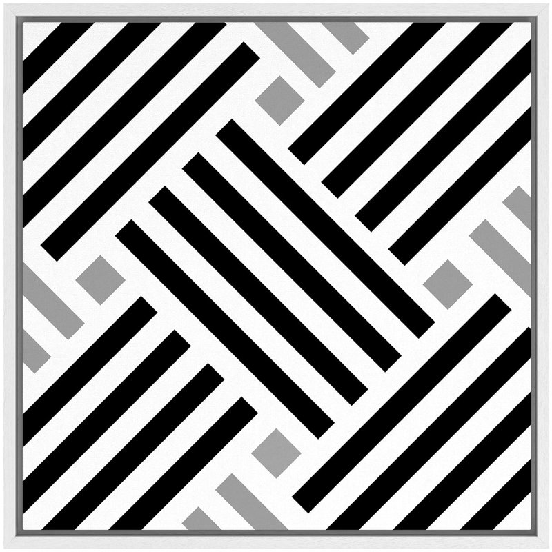 Illusion optique 3D, dessin au trait, formes abstraites, minimalisme alternatif dramatique foncé, impression sur toile, Blanc