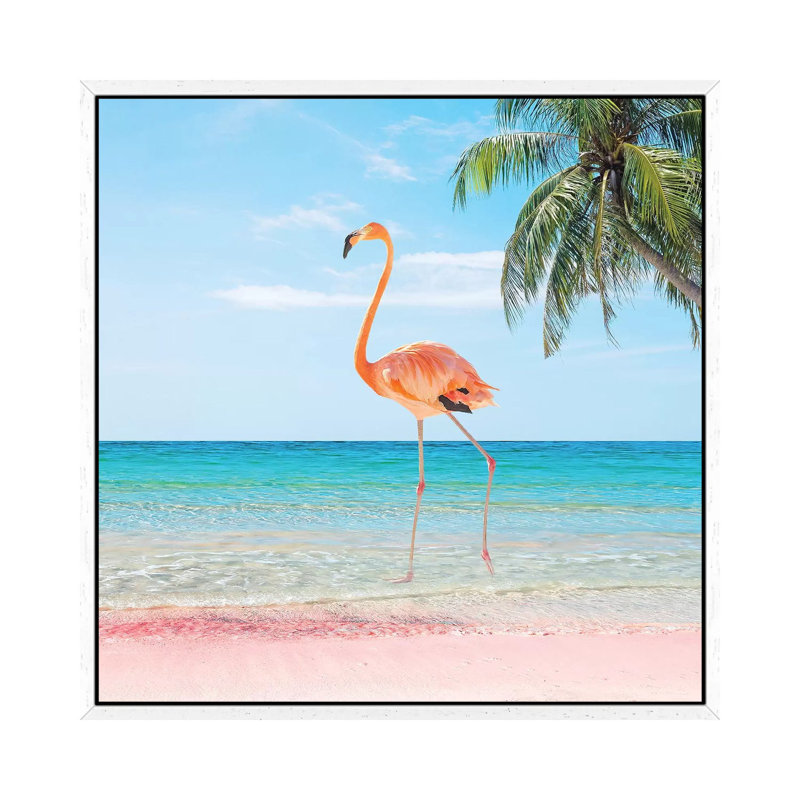 Beach Strut - Print on Canvas, 45.72 cm H x 45.72 cm W, White Framed