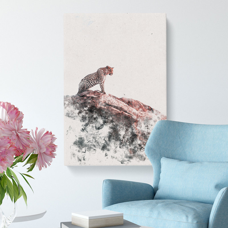 Leopard Upon The Rock - Wrapped Canvas, 50cm H x 35cm W x 3cm D