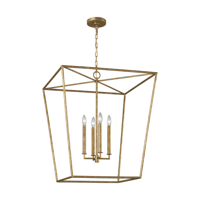 Ellen Degeneres Viota 4 Light Dining Room Entry Hallway Pendant, 96.25" H x 25" W x 25" D, Casted Gild