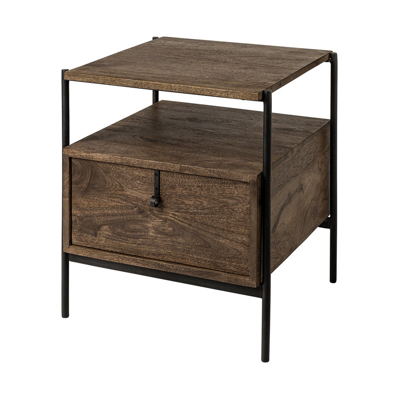Wytse Solid Wood Top 1 End Table with Storage