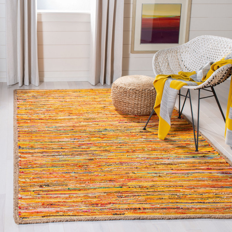 Naveen Hand Woven Cotton And Jute Abstract Rug, Rectangle 8' x 10'