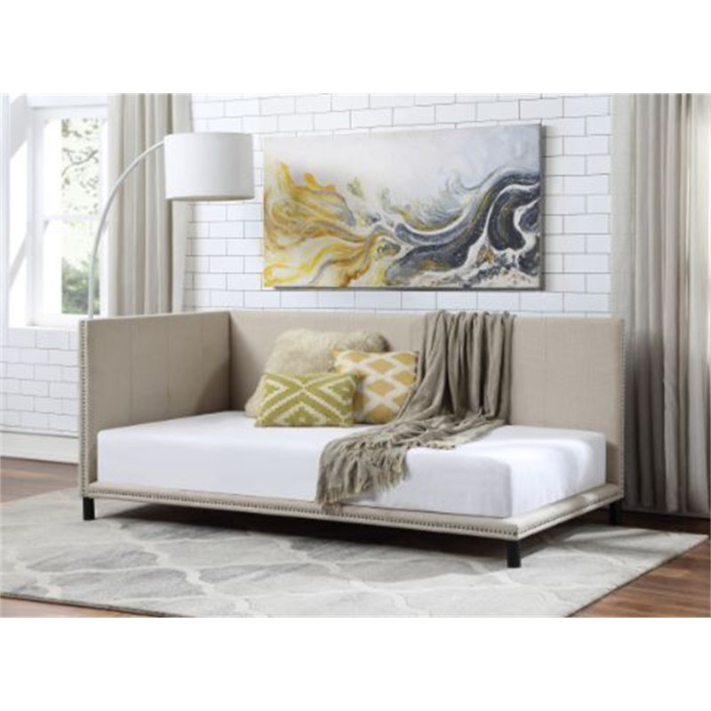 Cochrane Upholstered Full Daybed in Beige, Oak