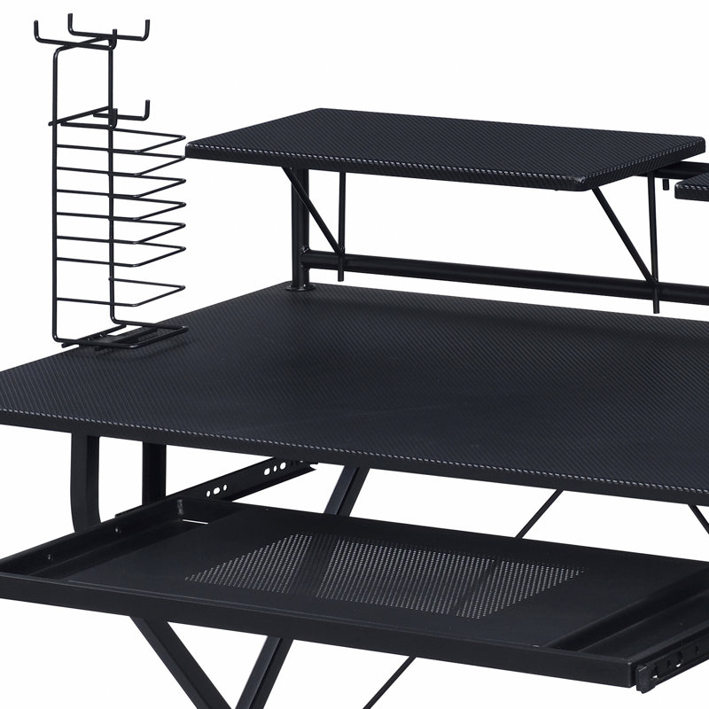 Black Computer Desk With Keyboard Tray