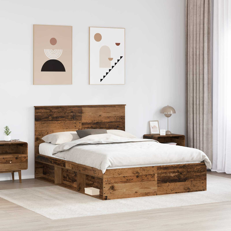 Solid Wood Bed, Old Wood, 140 x 190cm