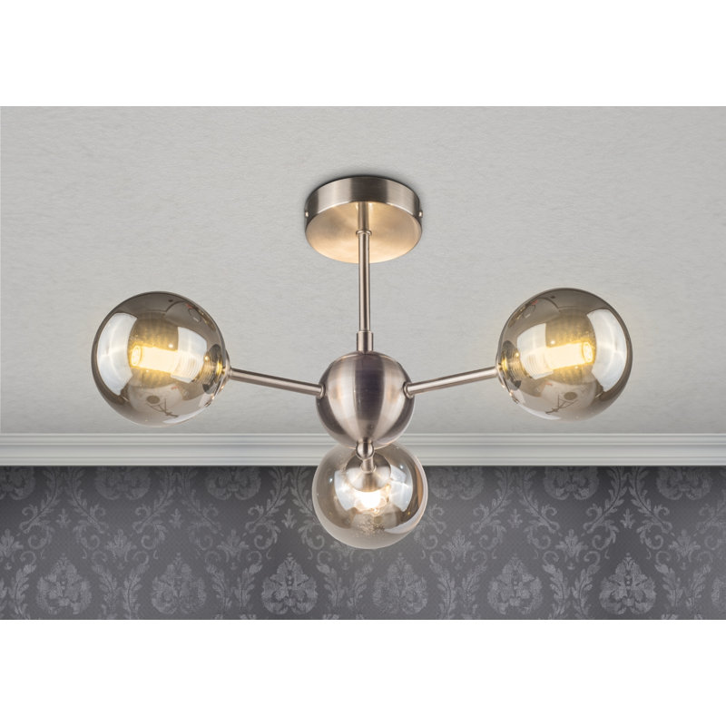 Rambrij Glass Semi Flush Mount, Satin/Chrome