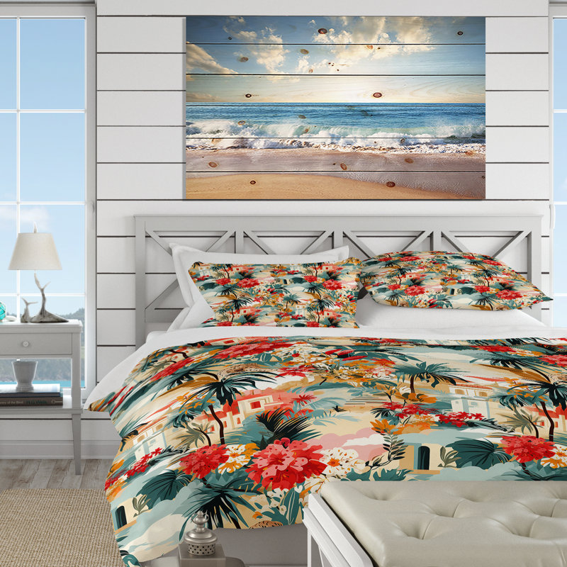 Urban Jungle City Floral Duvet Cover, King Duvet Cover + 2 King Shams