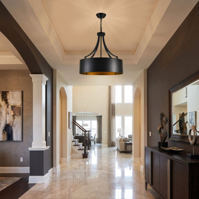 19.7" 5 - Light Dimmable Farmhouse Metal Drum Chandelier