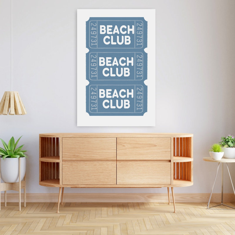 «Summer Beach Club billets» abstrait, art mural côtier, H 48 po x l 32 po