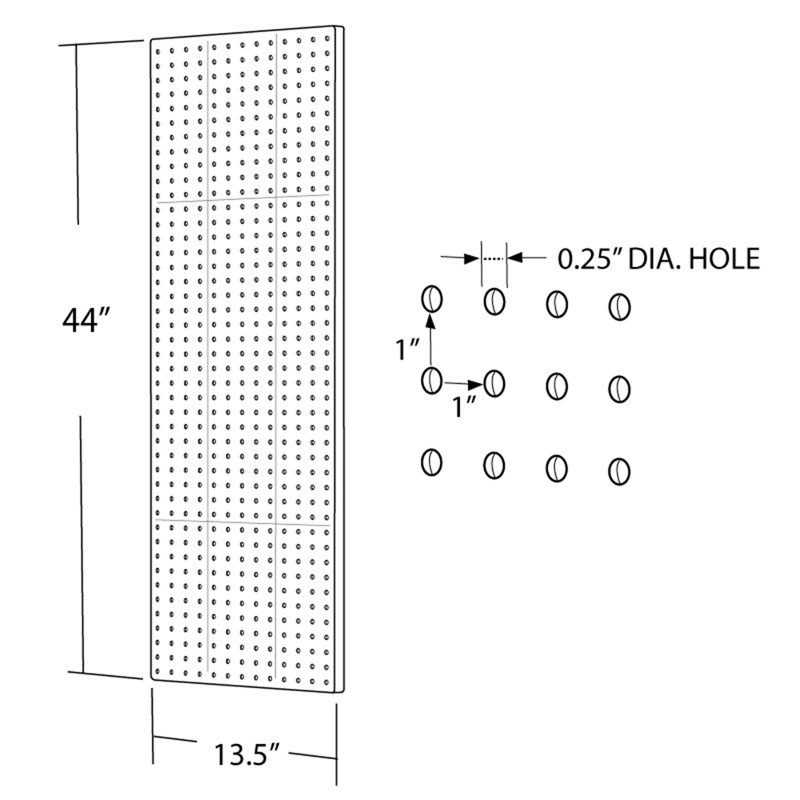 Pegboard Wall Panel Storage Solution, Size: 44"x 13.5"