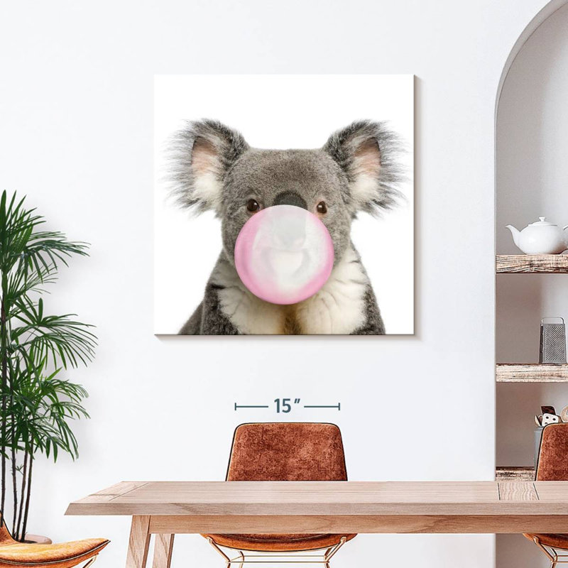Impression sur toile Bubble Gum Koala Bear, H 39 po x l 39 po x P 1,25 po