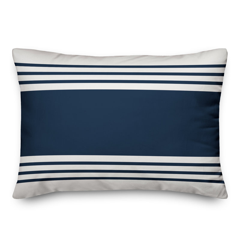 Farmhouse Striped Throw Pillow, Blue/White
