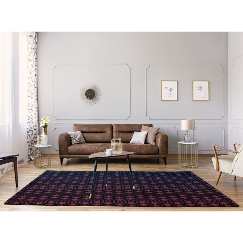 Tapis de treillis noir/mauve dégradé, Rectangle 2 pi x 3 pi