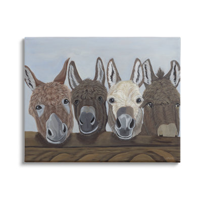 " Happy Donkeys Farmhouse Portrait " by Ashley Justice Painting Print