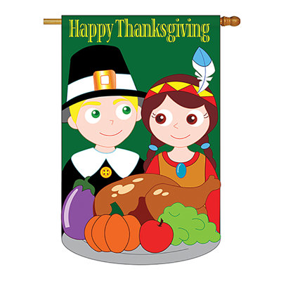 Drapeau de maison en polyester 40 x 28 po Kusan Happy Thanksgiving