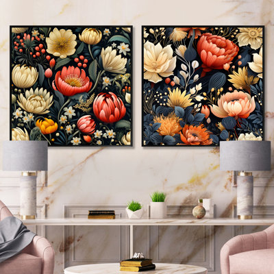 Perrault - Ensemble de 2 collages carrés floraux