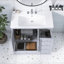 36 pouces Ensemble de meuble-lavabo autoportant gris avec lavabo simple en résine |  4 tiroirs à fermeture douce et 2 portes à fermeture en douceur | Armoire de rangement moderne-1182792112