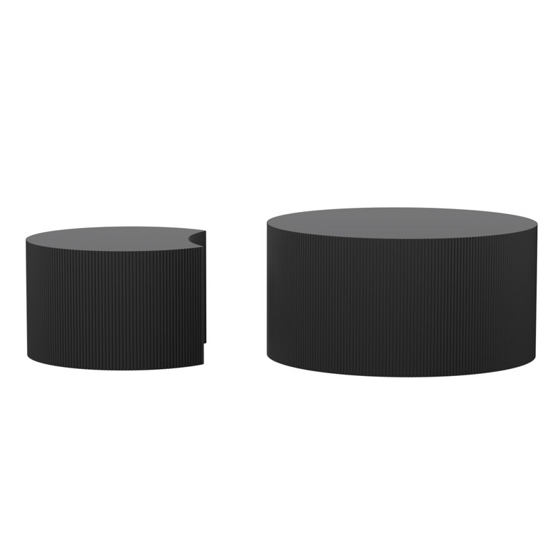 31.5" Round Nesting Coffee Table Set, Black