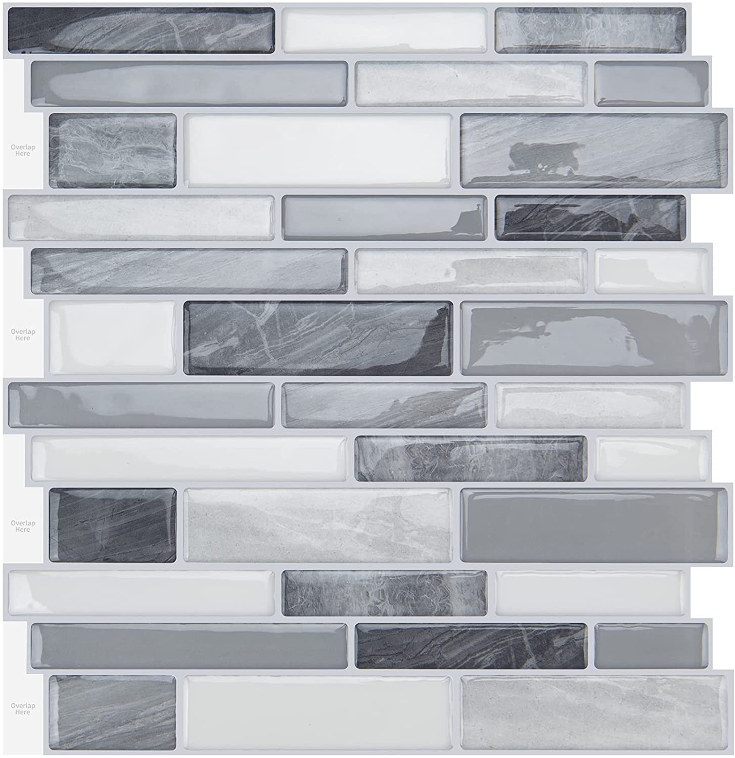 12 x 12 Vinyl Peel & Stick Subway Tile (Set of 10) Yipscazo