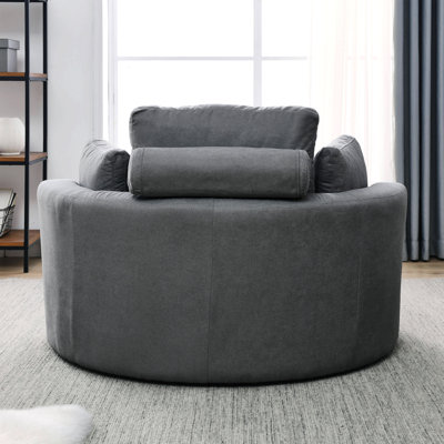 Swivel Accent Barrel Chair Sofa,Modern Sofa Lounge Club Chair with Storage Ottoman and Pillows -  Hokku Designs, AADD526440304F74B787FB58D1ECC146