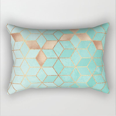  Set of 2 Rectangular Colorful Lumbar Pillow Covers 12x20 inch Geometric 