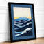 Mount Fuji and Waves Japandi - Framed Print-1176818202-1176818203