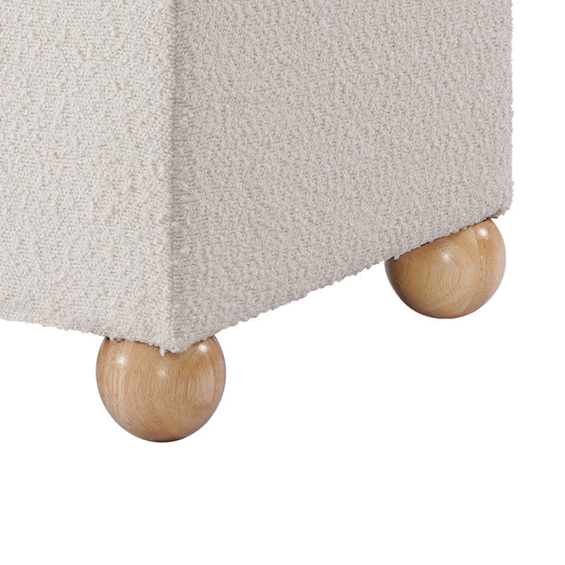 Jarett Boucle Storage Bench With Solid Wood Ball Feet