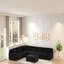 Canapé modulaire polyvalent en velours côtelé avec repose-pieds mobile, poches de rangement latérales intégrées, coussins décoratifs assortis, assemblage facile - configuration en L ou en U flexible-1656322052