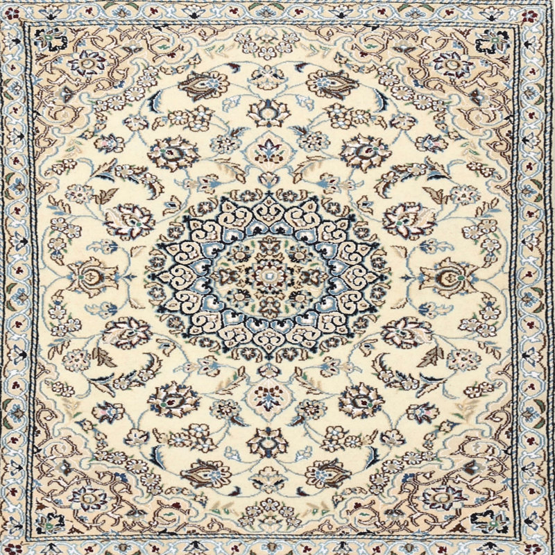 Tapis traditionnel bleu / beige Guernon, Rond 8 pi