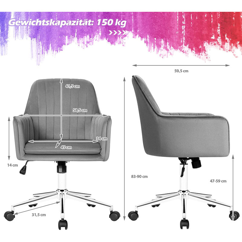 Abdinour Computer Desk Chair, Grey