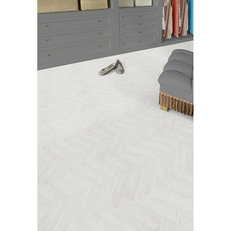 MSI 12 in. x 15 in. Natural Textured Clay Brick Mosaic Floor and Wall Tile, Alpine White