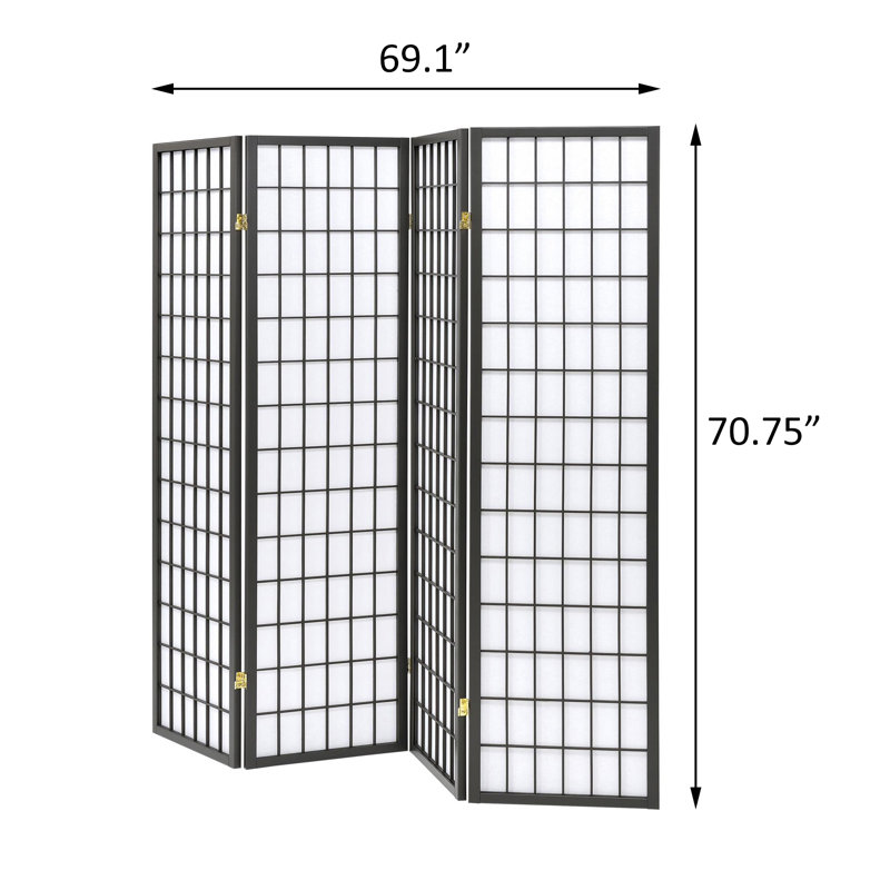 Cloison 4 panneaux en bois massif Dinjo l 69,1 po x H 70,75 po, Gris