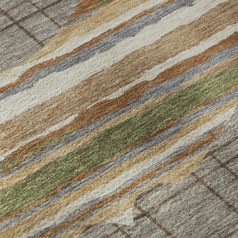 Tapis de qualité supérieure lavable à la machine Prisco AMF2577, Taupe, 9 pi x 12 pi