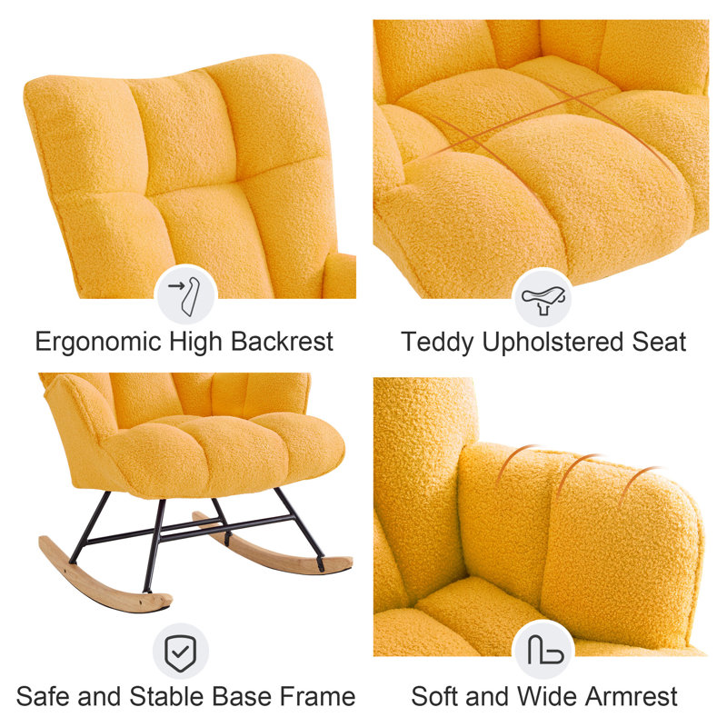 Solid + Manufactured Wood/Iron Rocking Chair, Yellow
