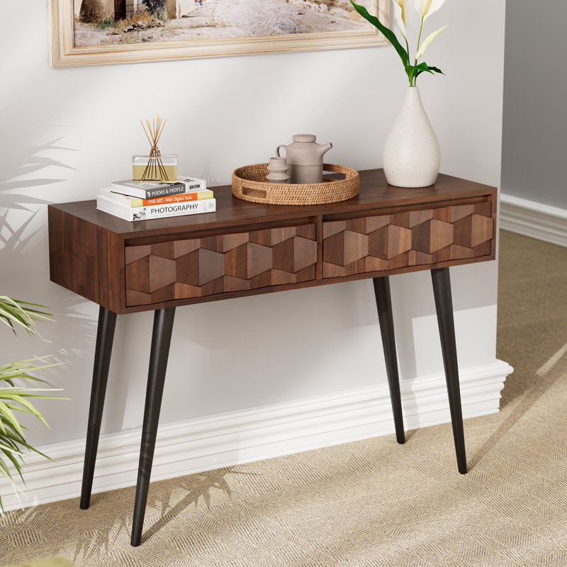 Console moderne avec 2 tiroirs Georgina, Noyer