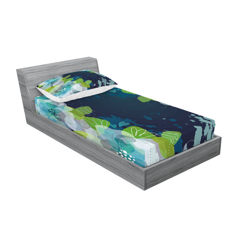 Ensemble de draps et taies décoratives bleu marine Ambesonne, Ensemble de draps pour lit simple + 1 drap-housse 