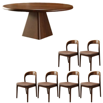 European style solid wood round table set