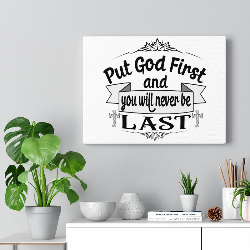 «Put God First» - impression sur toile tendue, H 12 po x l 16 po x P 1,25 po