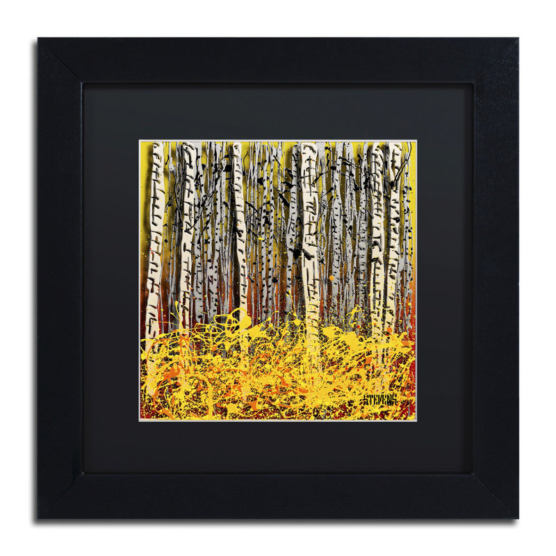 Fall Aspens by Roderick Stevens - Single Picture Frame Graphic Art on Canvas, 11" H x 11" W x 0.5" D, Black Framed, Black