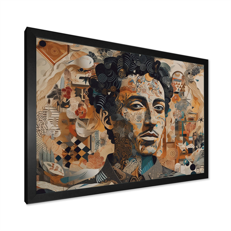 Illustration masculine sur toile, Cadre d'angle fermé noir, H 12 po x l 20 po x P 1 po