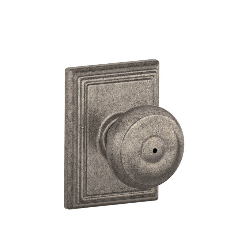 Georgian Privacy Knob with Addison Trim, Distressed Nickel