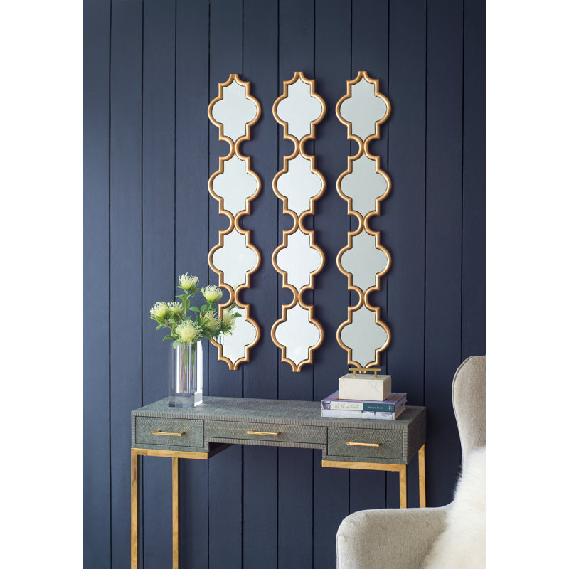 Miroir mural doré à quatre niveaux 9,5 x 1 x 47,2 po