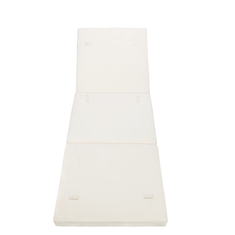 Three Folds Chaise Lounge Cushion - /. , Foam Lined For A Comfortable Use. 27" W X 78.89" D 4" H, Cream Color / Model. Weather-, Filled Comfy Seat.