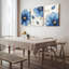 «Blue Floral with Gold Accents», art mural tendu sur toile, ensemble botanique moderne (ensemble de 3)-118089357